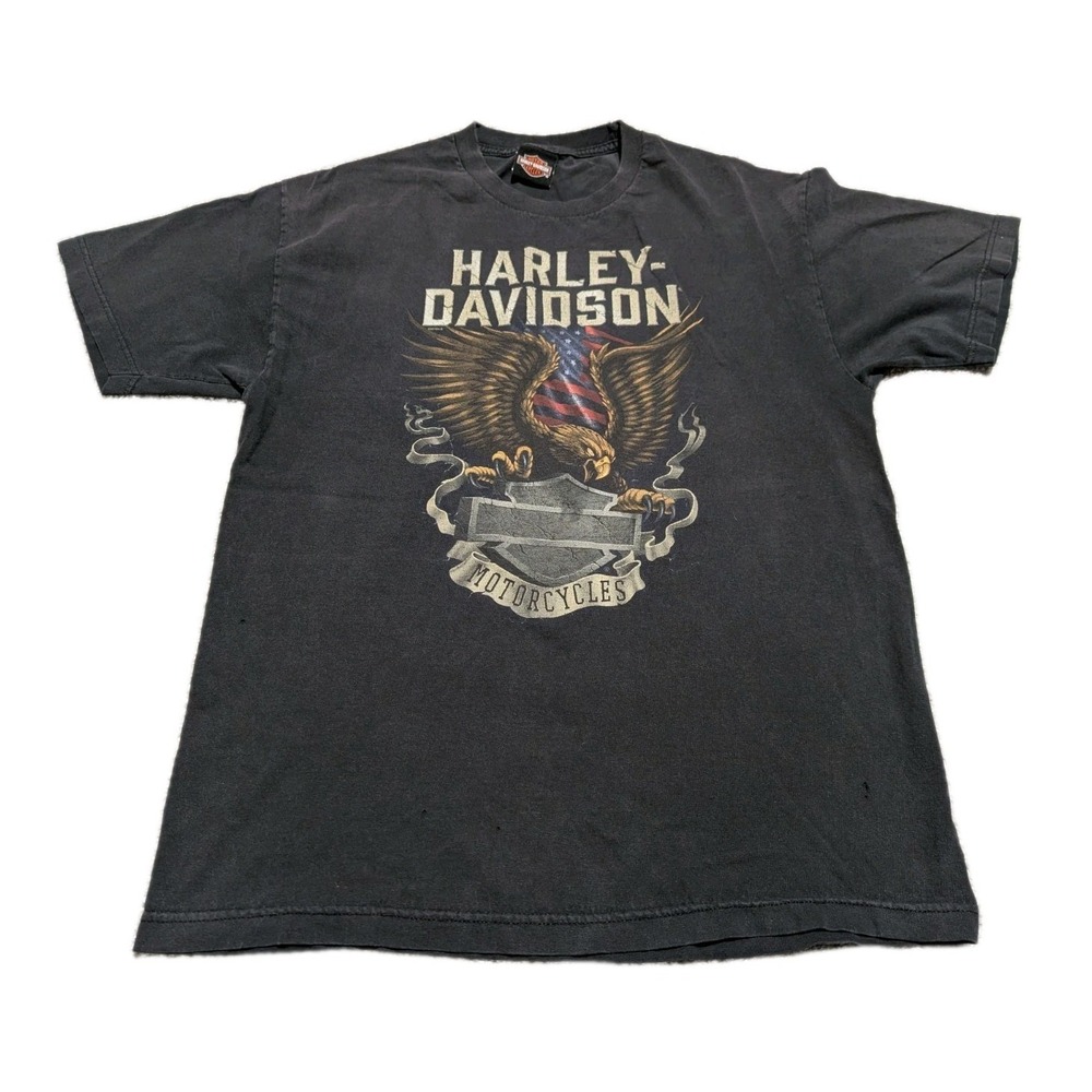 Vintage Harley Davidson Men's Large Black T-Shirt Freize O'fallon IL